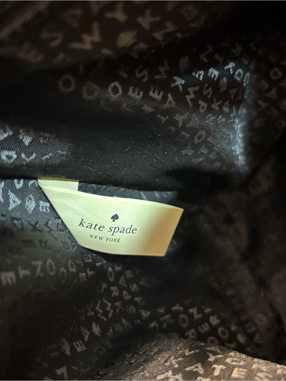 NWOT Kate Spade Black Leather Satchel with White Embroidered Geometric Pattern - Picture 5 of 8